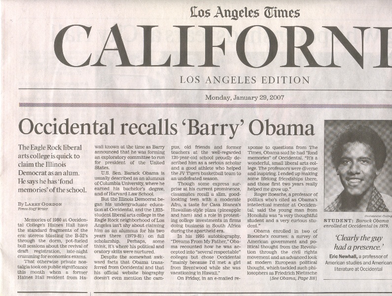 Occidental recalls Barry Obama